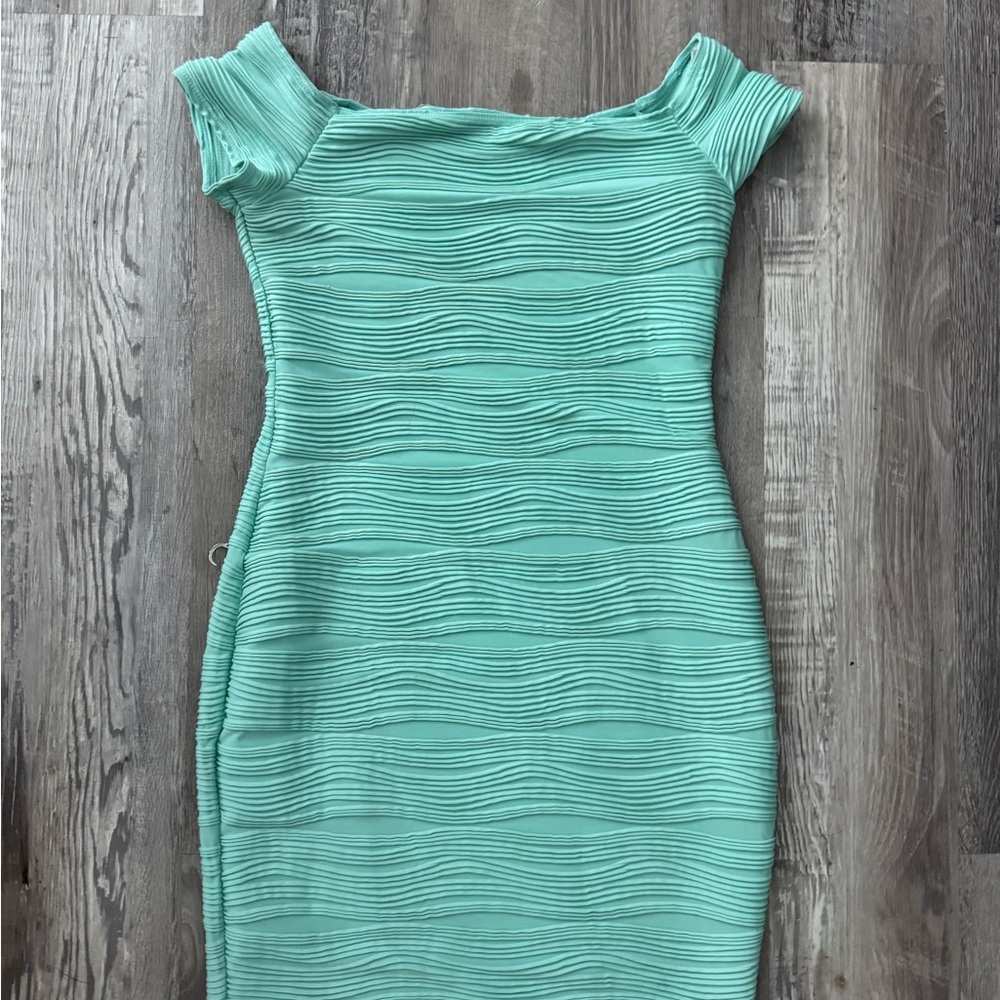 Blue Off-Shoulder Bodycon Dress - Picture 1 of 6
